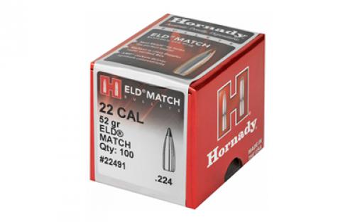 Hornady ELD-M, .224 Diameter, 22 Caliber, 52 Grain, Ballistic Tip, 100 Count 22491