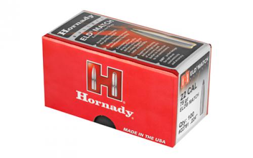 Hornady ELD-M, .224 Diameter, 22 Caliber, 75 Grain, Ballistic Tip, 100 Count 22791