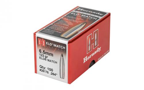 Hornady ELD-M, .264 Diameter, 6.5MM, 123 Grain, Ballistic Tip, 100 Count 26176