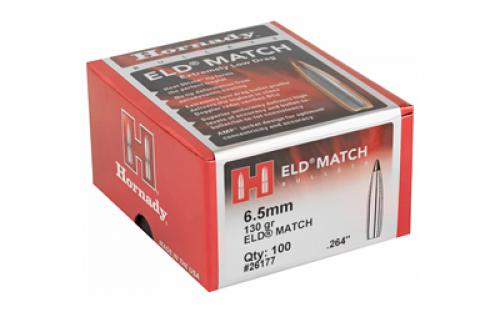 Hornady ELD-M, .264 Diameter, 6.5MM, 130 Grain, Ballistic Tip, 100 Count 26177