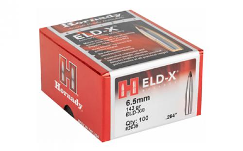 Hornady ELD-X, .264 Diameter, 6.5MM, 143 Grain, Ballistic Tip, 100 Count 2635