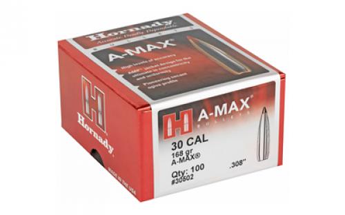 Hornady A-Max, .308 Diameter, 30 Caliber, 168 Grain, Ballistic Tip, 100 Count 30502