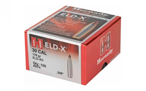 Hornady ELD-X, .308 Diameter, 30 Caliber, 178 Grain, Ballistic Tip, 100 Count 3074