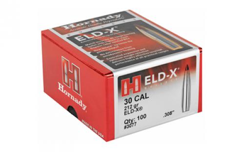 Hornady ELD-X, .308 Diameter, 30 Caliber, 212 Grain, Ballistic Tip, 100 Count 3077