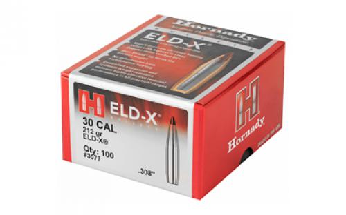 Hornady ELD-X, .308 Diameter, 30 Caliber, 212 Grain, Ballistic Tip, 100 Count 3077