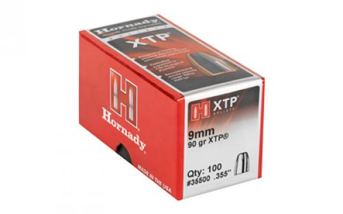 Hornady XTP, .355 Diameter, 9MM, 90 Grain, Hollow Point, 100 Count 35500