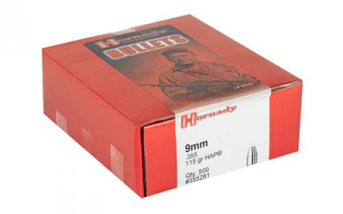 Hornady HAP, .355 Diameter, 9MM, 115 Grain, Hollow Point, 500 Count 355281