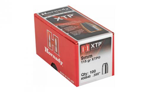 Hornady XTP, .355 Diameter, 9MM, 115 Grain, Hollow Point, 100 Count 35540