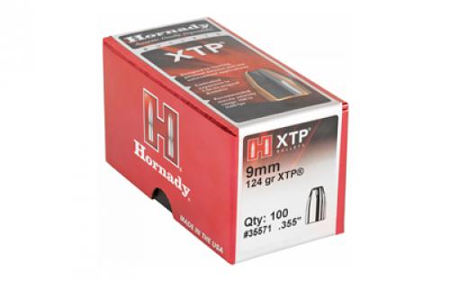 Hornady XTP, .355 Diameter, 9MM, 124 Grain, Hollow Point, 100 Count 35571