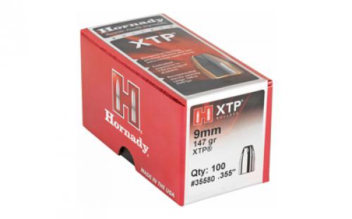 Hornady XTP, .355 Diameter, 9MM, 147 Grain, Hollow Point, 100 Count 35580