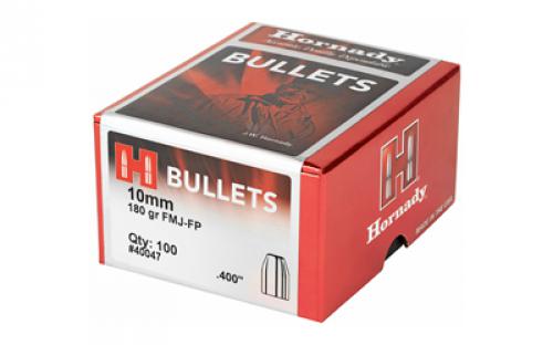 Hornady FMJ-FP, .400 Diameter, 10MM, 180 Grain, Flat Nose, 100 Count 40047