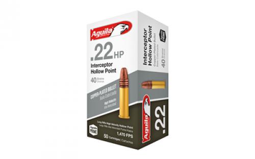 Aguila Ammunition Rimfire, Interceptor, 22LR, 40Gr, Hollow Point, 50 Round Box 1B220321