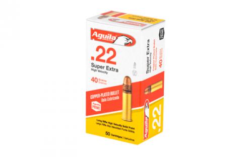 Aguila Ammunition Rimfire, 22LR, 40 Grain, Solid Point, Hi-Velocity, 50 Round Box 1B220328