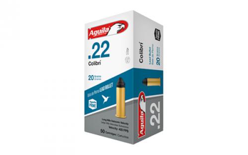 Aguila Ammunition Rimfire, Colibri, 22LR, 20 Grain, Powderless, Lead Bullet, 50 Round Box 1B220337