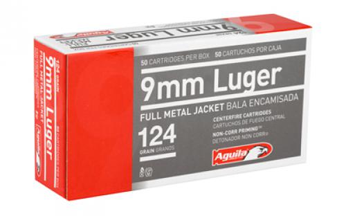 Aguila Ammunition Pistol, 9MM, 124 Grain, Full Metal Jacket, 50 Round Box 1E092110