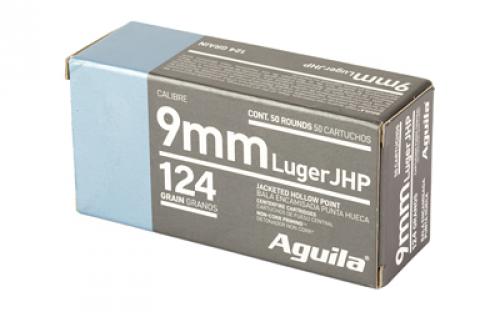 Aguila Ammunition Pistol, 9MM, 124Gr, Jacketed Hollow Point, 50 Round Box 1E092125