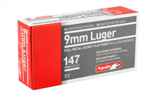 Aguila Ammunition 9MM, 147 Grain, Full Metal Jacket Flat Point, 50 Round Box 1E097719