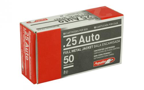 Aguila Ammunition Pistol, 25 ACP, 50 Grain, Full Metal Jacket, 50 Round Box 1E252110