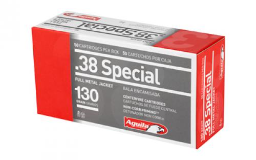 Aguila Ammunition Pistol, 38 Special, 130 Grain, Full Metal Jacket, 50 Round Box 1E382521