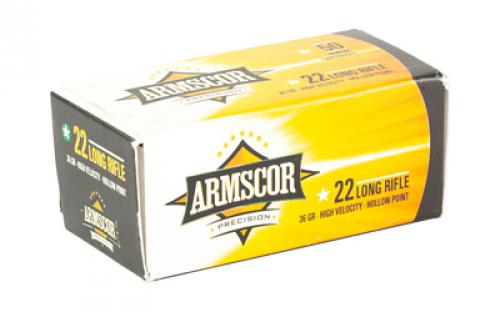 Armscor .22 Long Rifle Ammunition, 36 Grains, High Velocity, Copper Plated Hollow Point, 50 Rounds per Box, 5000 Rounds per Case 50309