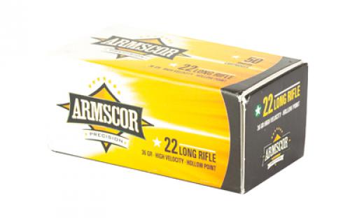 Armscor .22 Long Rifle Ammunition, 36 Grains, High Velocity, Copper Plated Hollow Point, 50 Rounds per Box, 5000 Rounds per Case 50309