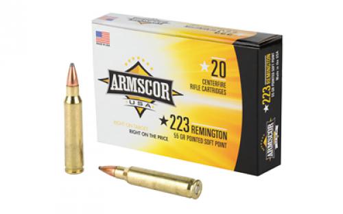 Armscor 223 Rem, 55 Grain, Pointed Soft Point, 20 Round Box AC223-2N