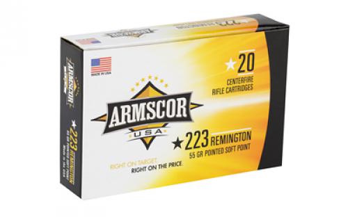 Armscor 223 Rem, 55 Grain, Pointed Soft Point, 20 Round Box AC223-2N