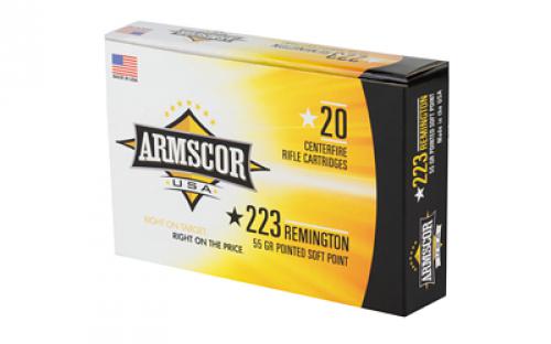 Armscor 223 Rem, 55 Grain, Pointed Soft Point, 20 Round Box AC223-2N