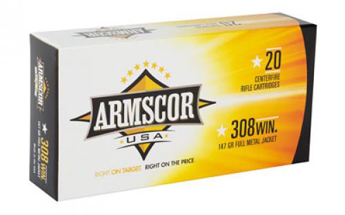 Armscor 308 Win, 147 Grain, Full Metal Jacket, 20 Round Box FAC308-1N