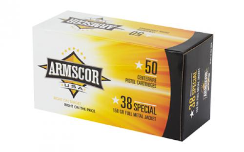 Armscor 38 Special, 158 Grain, Full Metal Jacket, 50 Round Box FAC38-17N