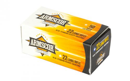 Armscor Ammo, 22 LR, 40Gr, Solid Point, Standard Velocity, 50 Round Box 50012PH