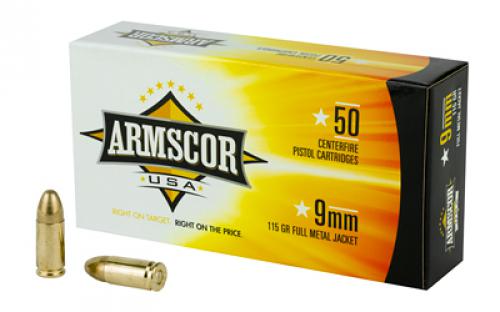 Armscor 9MM, 115 Grain, Full Metal Jacket, 50 Round Box FAC9-2N