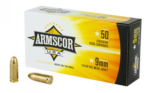 Armscor 9MM, 124 Grain, Full Metal Jacket, 50 Round Box FAC9-4