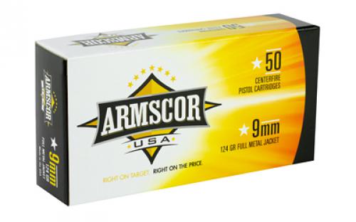 Armscor 9MM, 124 Grain, Full Metal Jacket, 50 Round Box FAC9-4