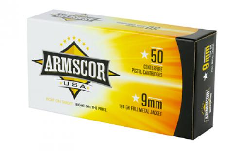 Armscor 9MM, 124 Grain, Full Metal Jacket, 50 Round Box FAC9-4