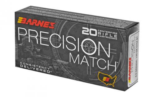 Barnes Precision Match Burner, 6.5 Grendel, 120 Grain, Open Tip Match, 20 Round Box 30831