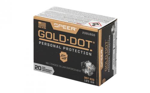 Speer Ammunition Speer Gold Dot, Personal Protection, 357 SIG, 125 Grain, Hollow Point, 20 Round Box 23918GD