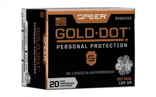 Speer Ammunition Speer Gold Dot, Personal Protection, 357MAG, 125 Grain, Hollow Point, 20 Round Box 23920GD