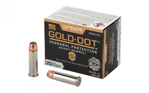 Speer Ammunition Speer Gold Dot, Personal Protection, 38 Special, 135 Grain, Hollow Point, +P, 20 Round Box 23921GD