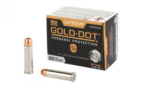 Speer Ammunition Speer Gold Dot, Personal Protection, 357MAG, 158 Grain, Hollow Point, 20 Round Box 23960GD