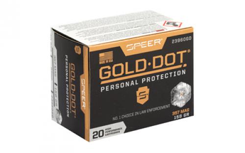 Speer Ammunition Speer Gold Dot, Personal Protection, 357MAG, 158 Grain, Hollow Point, 20 Round Box 23960GD