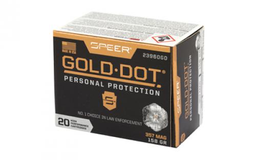 Speer Ammunition Speer Gold Dot, Personal Protection, 357MAG, 158 Grain, Hollow Point, 20 Round Box 23960GD