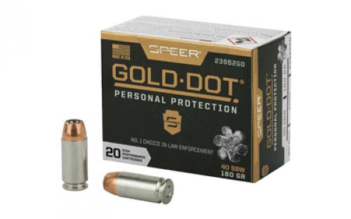 Speer Ammunition Speer Gold Dot, Personal Protection, 40S&W, 180 Grain, Hollow Point, 20 Round Box 23962GD