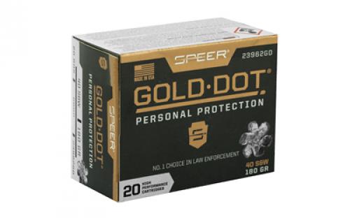 Speer Ammunition Speer Gold Dot, Personal Protection, 40S&W, 180 Grain, Hollow Point, 20 Round Box 23962GD