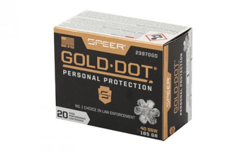 Speer Ammunition Speer Gold Dot, Personal Protection, 40S&W, 165 Grain, Hollow Point, 20 Round Box 23970GD