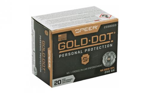 Speer Ammunition Speer Gold Dot, Personal Protection, 44 Special, 200 Grain, Hollow Point, 20 Round Box 23980GD