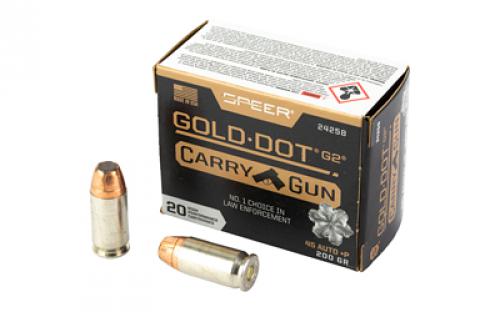 Speer Ammunition Speer Gold Dot, 45 ACP, 200Gr, Gold Dot Hollow Point, 20 Round Box 24258