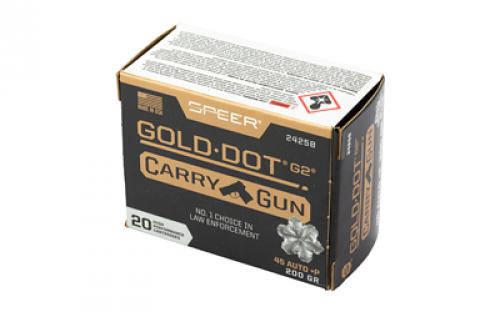 Speer Ammunition Speer Gold Dot, 45 ACP, 200Gr, Gold Dot Hollow Point, 20 Round Box 24258