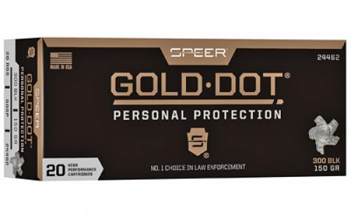 Speer Ammunition Speer Gold Dot, 300 Blackout, 150Gr, Gold Dot Hollow Point, 20 Round Box 24462