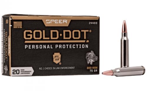 Speer Ammunition Speer Gold Dot, 223 Remington, 75Gr, Gold Dot Hollow Point, 20 Round Box 24469